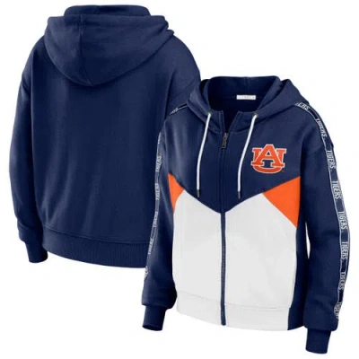 Wear By Erin Andrews Women's  Navy Auburn Tigers Colorblock Full-zip Hoodie Jacket
