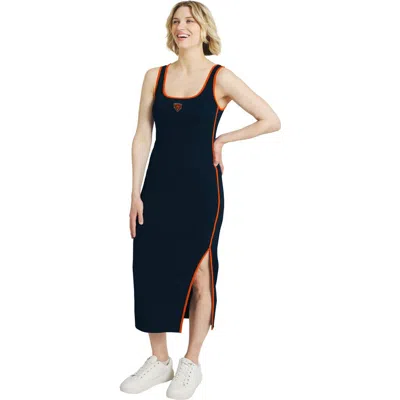 Wear By Erin Andrews Navy Chicago Bears Ribbed Tank Dress In Black