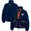 Wear By Erin Andrews Navy Denver Broncos Polar Fleece Half-zip Jacket In Blue