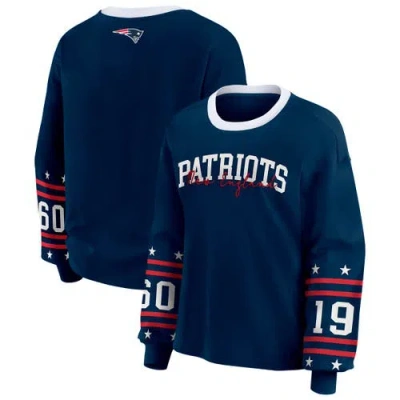 Wear By Erin Andrews Navy New England Patriots Sport Long-sleeve T-shirt In Blue