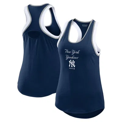 Wear By Erin Andrews Navy New York Yankees Colorblock Racerback Tank Top