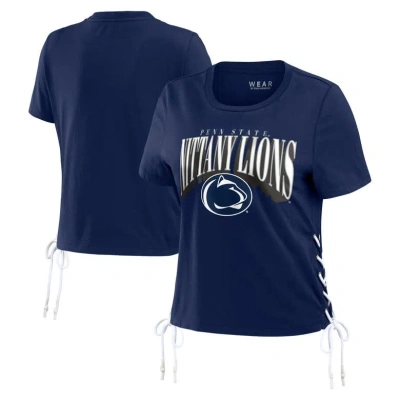 Wear By Erin Andrews Navy Penn State Nittany Lions Side Lace-up Modest Crop T-shirt