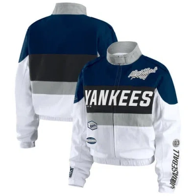 Wear By Erin Andrews Navy/white New York Yankees Racing Full-zip Jacket In Blue