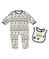 Wear By Erin Andrews Newborn 2-piece Boston Bruins Allover Print Full-zip Sleeper And Bib Christmas Set In Multi