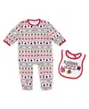 Wear By Erin Andrews Newborn 2-piece Chicago Blackhawks Allover Print Full-zip Sleeper And Bib Christmas Set In Multi
