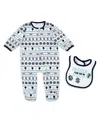 Wear By Erin Andrews Newborn 2-piece Seattle Kraken Allover Print Full-zip Sleeper And Bib Christmas Set In White