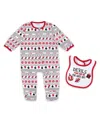 Wear By Erin Andrews Newborn New Jersey Devils Allover Print Full-zip Sleeper With Bib Christmas Set In Multi