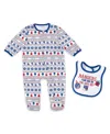 Wear By Erin Andrews Newborn New York Rangers Allover Print Full-zip Sleeper With Bib Christmas Set In White
