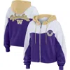 Wear By Erin Andrews Women's Purple Washington Huskies Color-block Full-zip Hoodie In Purple