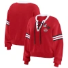 Wear By Erin Andrews Women's Red Detroit Red Wings Cropped Lace-up Sweater In Red