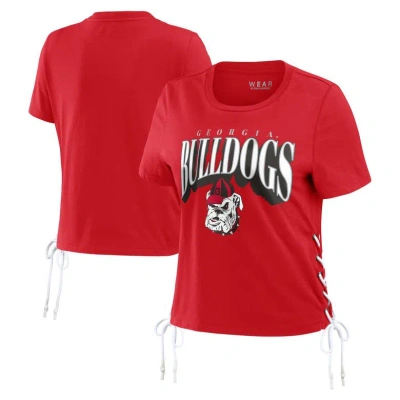 Wear By Erin Andrews Red Georgia Bulldogs Side Lace-up Modest Crop T-shirt