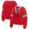 Wear By Erin Andrews Women's Red Detroit Red Wings Cropped Lace-up Sweater In Red
