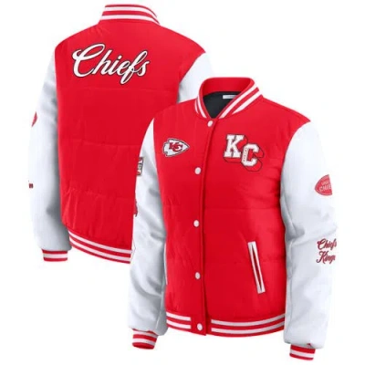 Wear By Erin Andrews Red Kansas City Chiefs Varsity Full-snap Puffer Jacket