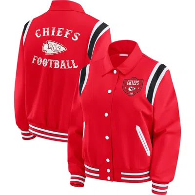 Wear By Erin Andrews Red Kansas City Chiefs Varsity Lightweight Full-snap Jacket