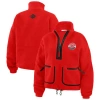 Wear By Erin Andrews Red New Jersey Devils Polar Fleece Half-zip Jacket In Red