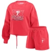 Wear By Erin Andrews Women's Red Philadelphia Phillies Washed Fleece Sweatshirt Shorts Lounge Set In Red