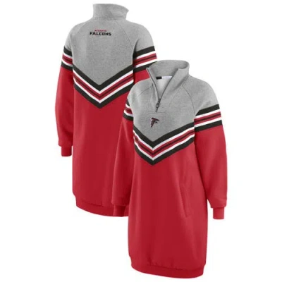 Wear By Erin Andrews Red/heather Gray Atlanta Falcons Chevron Stripe Dress