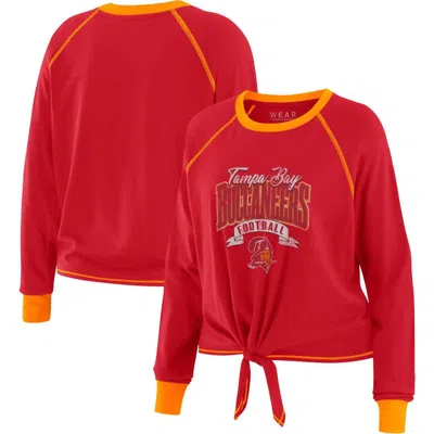 Wear By Erin Andrews Red/orange Tampa Bay Buccaneers Plus Size Tie-front Long Sleeve Top