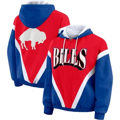 Wear By Erin Andrews Red/royal Buffalo Bills Plus Size Retro Crinkle Full-zip Windbreaker Jacket