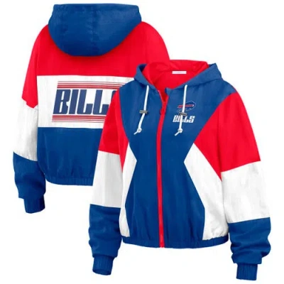 Wear By Erin Andrews Royal Buffalo Bills Color Block Full-zip Windbreaker Jacket In Royal,red