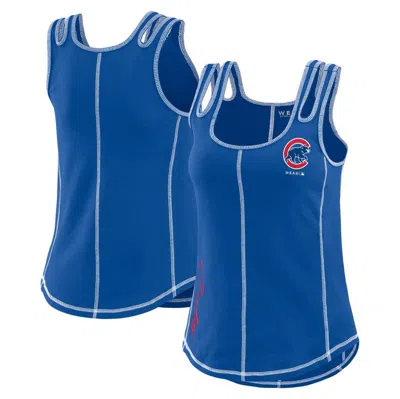 Wear By Erin Andrews Royal Chicago Cubs Contrast Stitch Tank Top