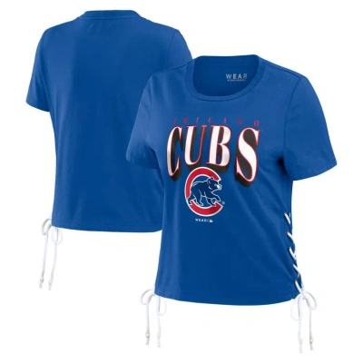 Wear By Erin Andrews Royal Chicago Cubs Side Lace-up Cropped T-shirt