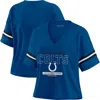 Wear By Erin Andrews Royal Indianapolis Colts Color Block Boxy Modest Crop V-neck T-shirt In Blue