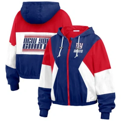 Wear By Erin Andrews Royal New York Giants Color Block Full-zip Windbreaker Jacket In Blue