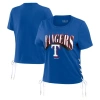 Wear By Erin Andrews Royal Texas Rangers Side Lace-up Cropped T-shirt In Royal