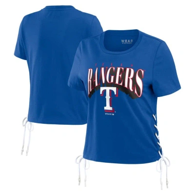 Wear By Erin Andrews Royal Texas Rangers Side Lace-up Cropped T-shirt