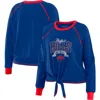 Wear By Erin Andrews Royal/red Buffalo Bills Tie-front Long Sleeve Top In Royal