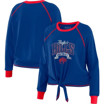 Wear By Erin Andrews Royal/red Buffalo Bills Tie-front Long Sleeve Top