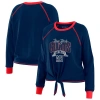 Wear By Erin Andrews Women's Navy/red New York Giants Tie-front Long Sleeve Top In Blue