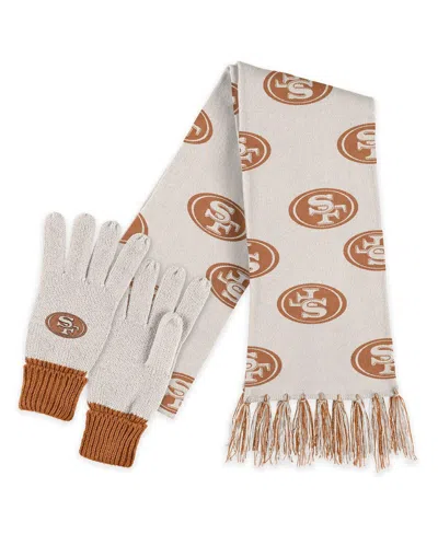 Wear By Erin Andrews San Francisco 49ers Tonal Scarf And Gloves Set In Tan
