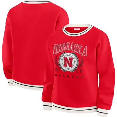 Wear By Erin Andrews Scarlet Nebraska Huskers Seal Sweatshirt In Red