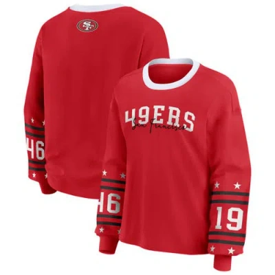 Wear By Erin Andrews Scarlet San Francisco 49ers Sport Long-sleeve T-shirt In Red