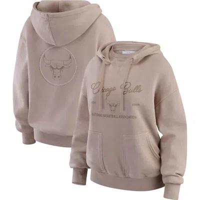 Wear By Erin Andrews Tan Chicago Bulls Washed Pullover Crewdie In Brown