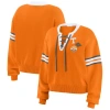 Wear By Erin Andrews Women's Tennessee Orange Tennessee Volunteers Lace-up Pullover Sweater In Tennessee Orange