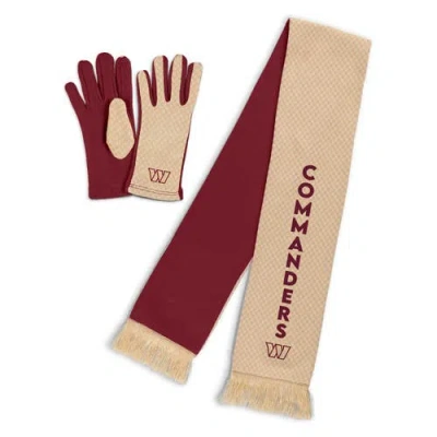 Wear By Erin Andrews Washington Commanders Tonal Microcheck Scarf & Glove Set In Tan