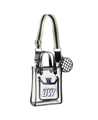 Wear By Erin Andrews Washington Huskies Clear Stadium Coin Pouch With Crossbody Purse In Black