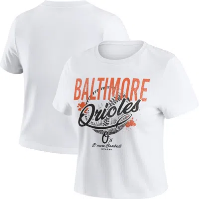 Wear By Erin Andrews White Baltimore Orioles Distressed Cropped Baby T-shirt