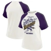 Wear By Erin Andrews White Baltimore Ravens Sleeve Stripe Distressed Raglan T-shirt In White