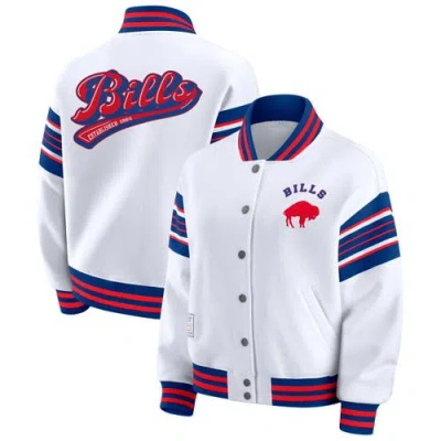 Wear By Erin Andrews White Buffalo Bills Plus Size Full-snap Fleece Sweatshirt Jacket