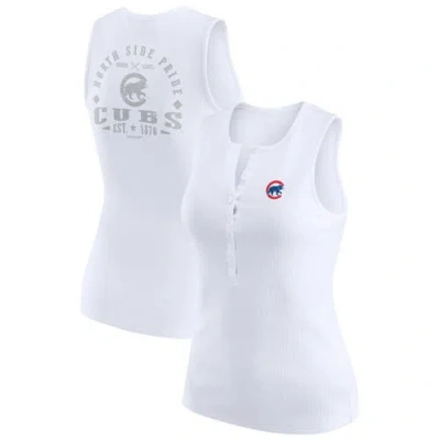 Wear By Erin Andrews White Chicago Cubs Rib-knit Henley Tank Top