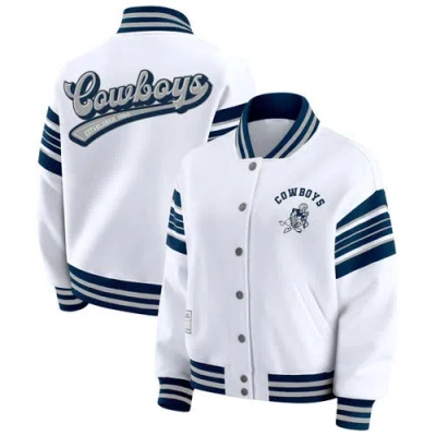 Wear By Erin Andrews White Dallas Cowboys Full-snap Fleece Sweatshirt Jacket