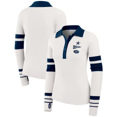 Wear By Erin Andrews White Dallas Cowboys Ribbed Henley Polo Sweater