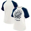 Wear By Erin Andrews White Dallas Cowboys Sleeve Stripe Distressed Raglan T-shirt In White