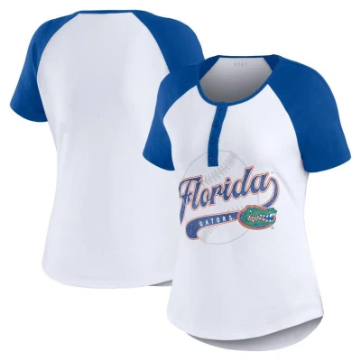 Wear By Erin Andrews White Florida Gators Baseball Logo Raglan Henley T-shirt