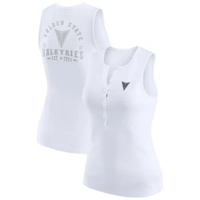 Wear By Erin Andrews White Golden State Valkyries Rib-knit Henley Tank Top