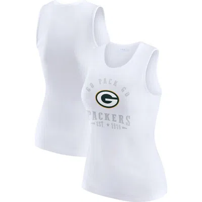 Wear By Erin Andrews White Green Bay Packers Ribbed Graphic Tank Top